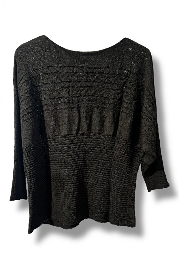 Mercerized Knitwear Blouse Size 38-48 Matching Comfortable Fit-Black