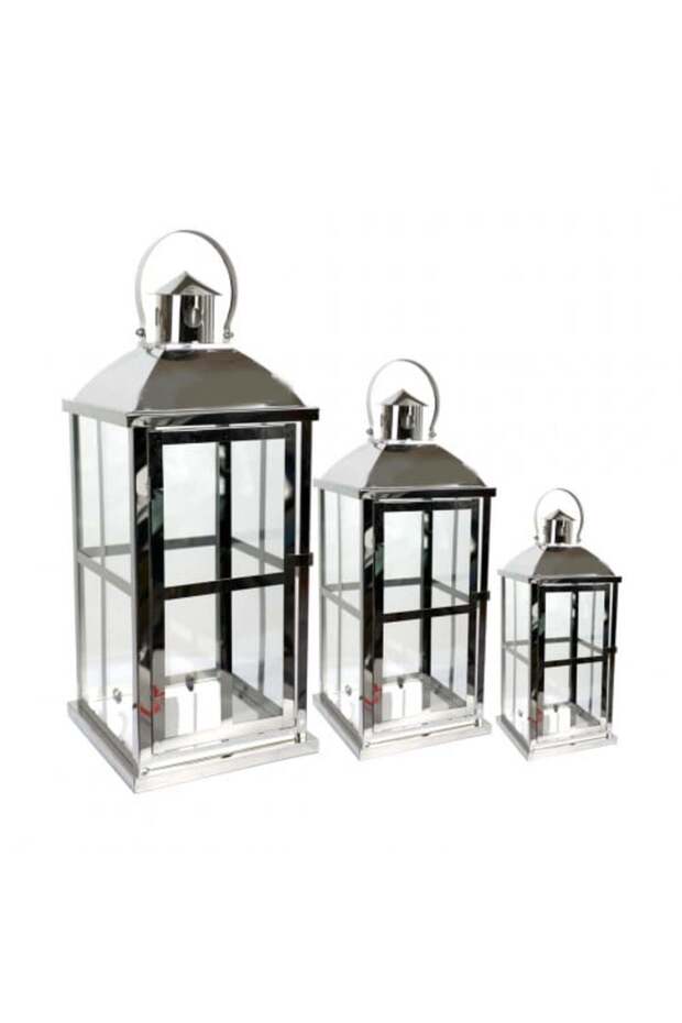 Silver Lantern Set of 3 Different Sizes