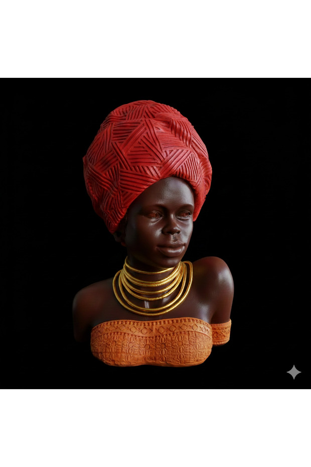 Afrikalı Kadın Büst Heykel Polyester Ev ,Ofis Dekor - 6