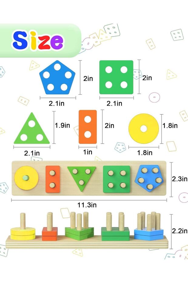 لعبة فرز وتكديس خشبية - 5