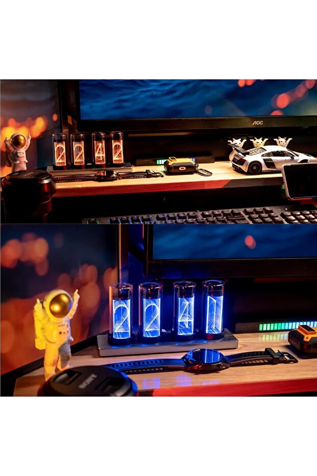 ساعة جيكسي الصغيرة الإبداعية، محاكاة أنبوب نيكسي، ساعة رقمية متغيرة الألوان، ساعة LED رقمية، شتاين - 3