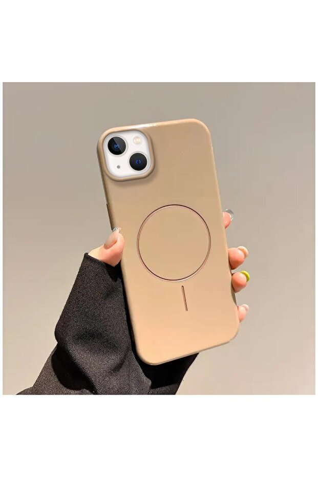 Apple iPhone 15 Plus Compatible Case Vivid M-Safe Silicone Case Desert Titanium