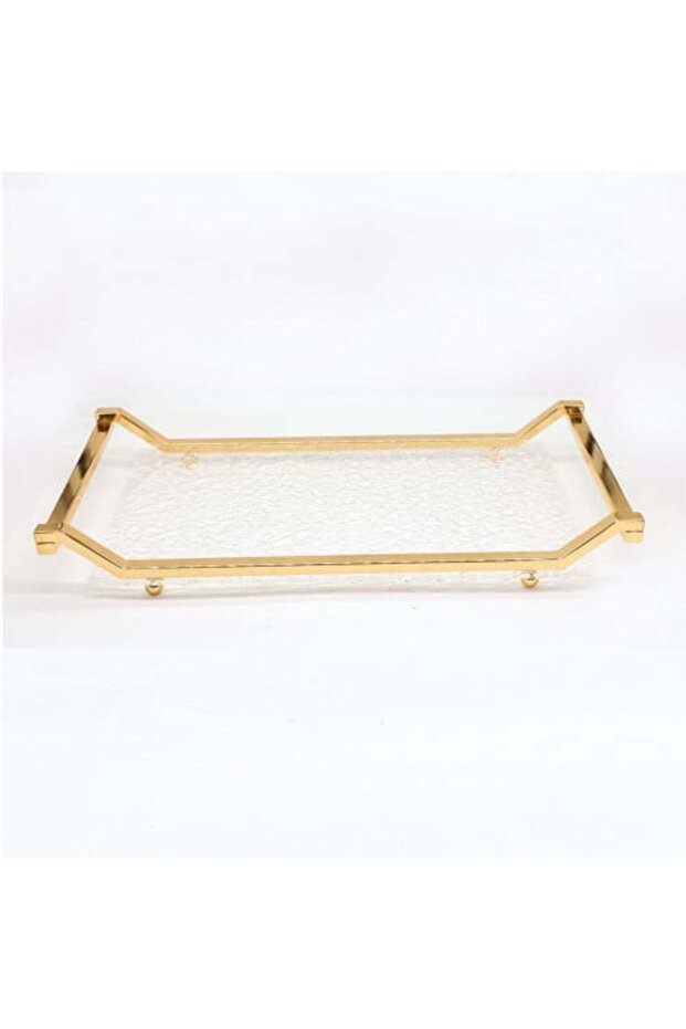 Rectangular Acrylic Serving Tray with Raised Golden Edges 44*28 cm