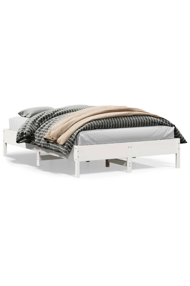 Bed Frame without Mattress White 140x200 cm Solid Wood Pine