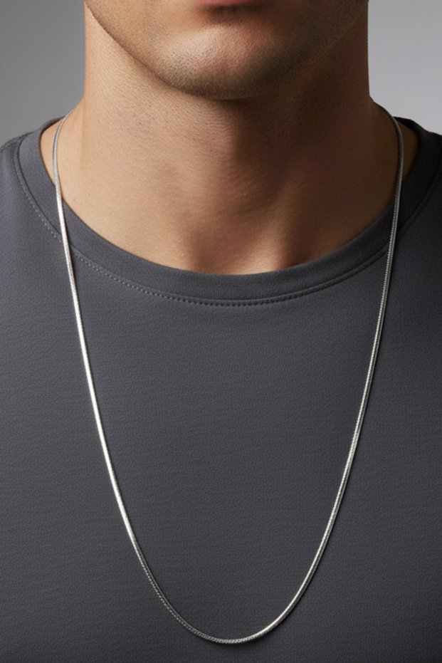 Steel Flat Snake Necklace - Extra Long 75 cm 2 mm Silver Color | Non-Tarnishing, Unisex, 2 Years Warranty