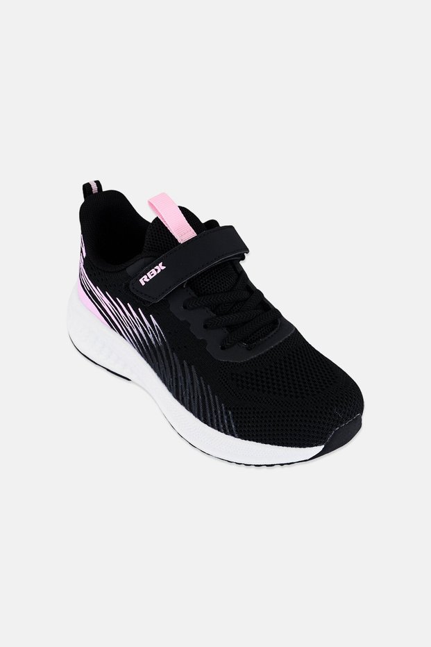 Kids Girl Velcro Closure Outdoor Shoes, Black