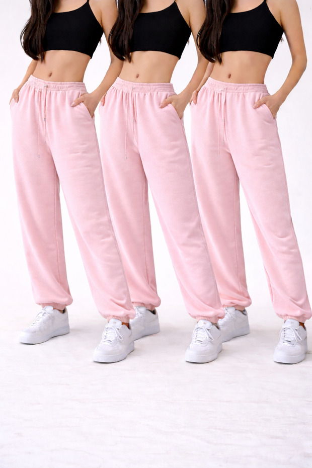 3-Piece High Waist Winter Fleece-Lined Unisex Full Fit Elasticated Leg Sweatpants