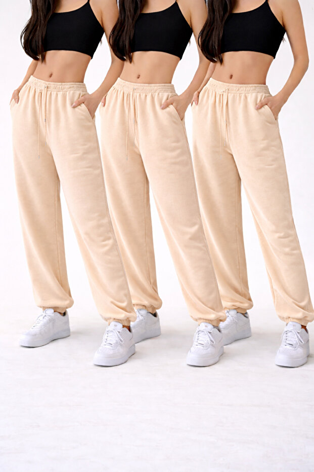 3-Piece High Waist Winter Fleece-Lined Unisex Full Fit Elasticated Leg Sweatpants