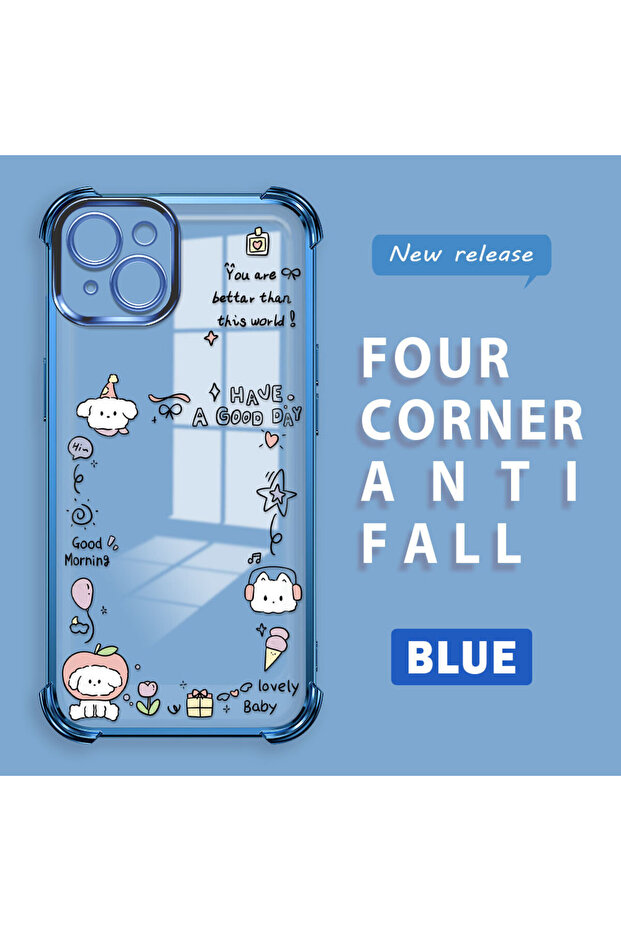 iPhone 14 Plus Compatible Transparent Silicone Flutter Protective Case Creative Pattern - 1