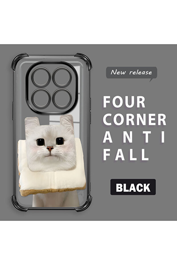 حافظة حماية من السيليكون الشفاف المتوافقة مع هاتف Redmi Note 14 Pro 4G بنمط القطط - 1