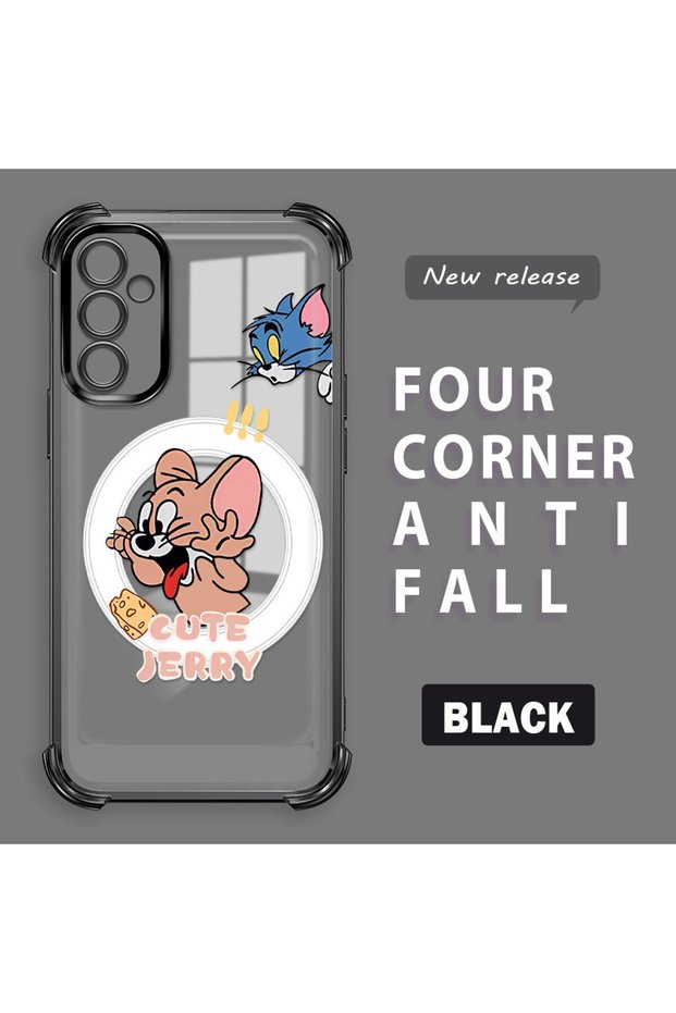 Samsung Galaxy M23 Compatible Transparent Silicone Flutter Protective Case Tom and Jerry