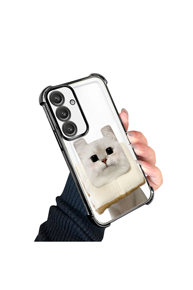 Samsung Galaxy S24 Compatible Transparent Silicone Flutter Protective Case with Cat Pattern - 2