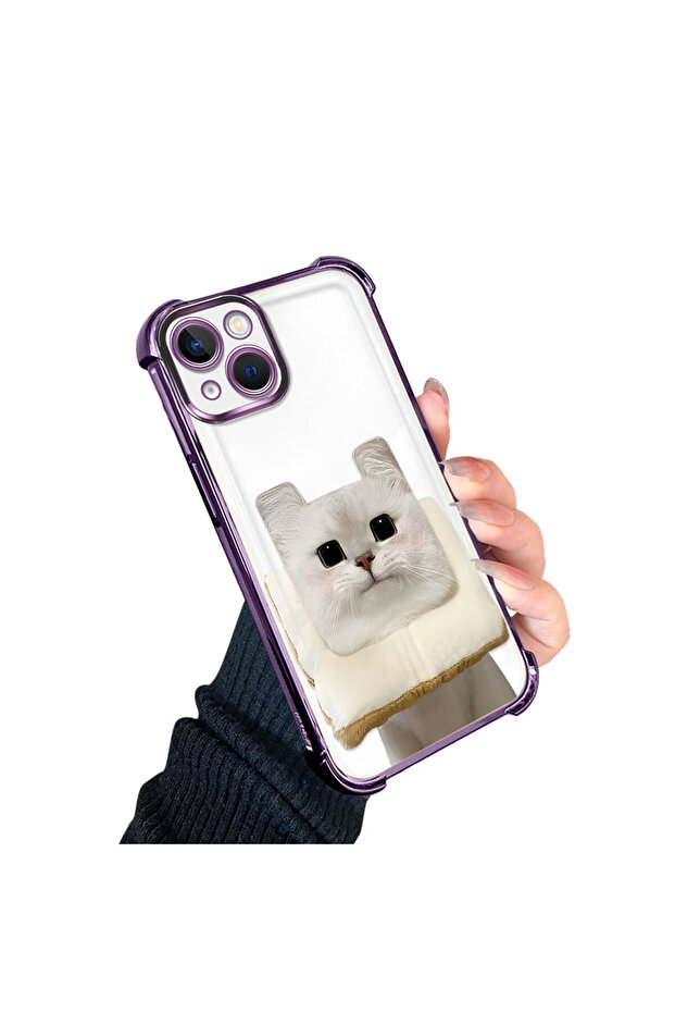 حافظة واقية من السيليكون الشفاف المتوافقة مع هاتف iPhone 13 بنمط القطط - 3
