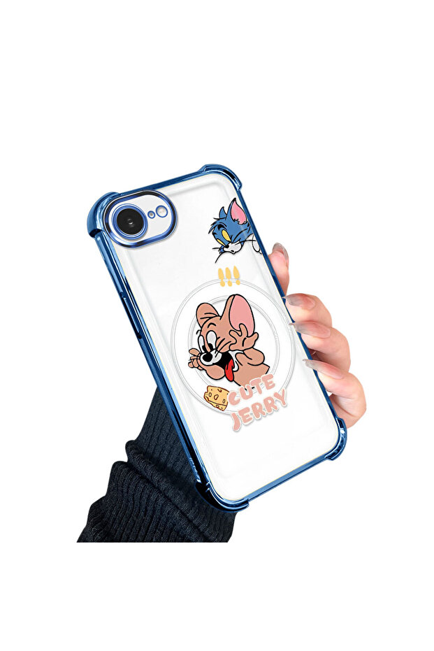 غطاء حماية شفاف من السيليكون متوافق مع آيفون 16e بتصميم توم وجيري - 2