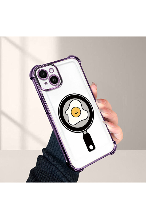 iPhone 14 Plus Compatible Transparent Silicone Flutter Protective Case with Pan Pattern - 4