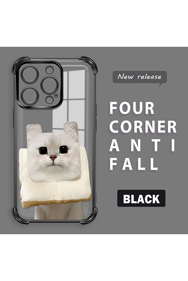 iPhone 14 Pro Compatible Transparent Silicone Flutter Protective Case with Cat Pattern - 1