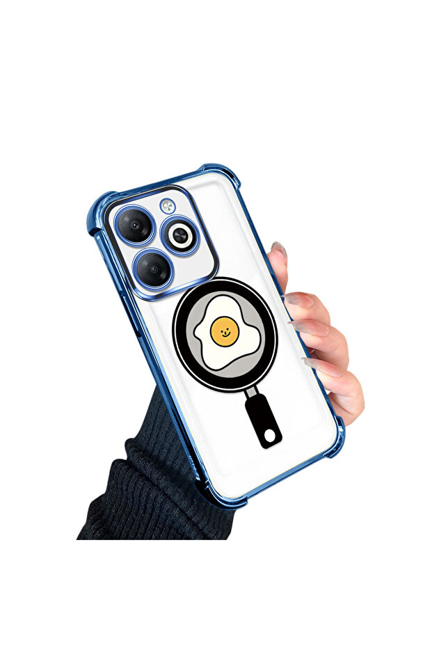 حافظة حماية من السيليكون الشفاف المتوافقة مع هاتف Infinix Smart 8/8 Pro بنمط مربعات - 2