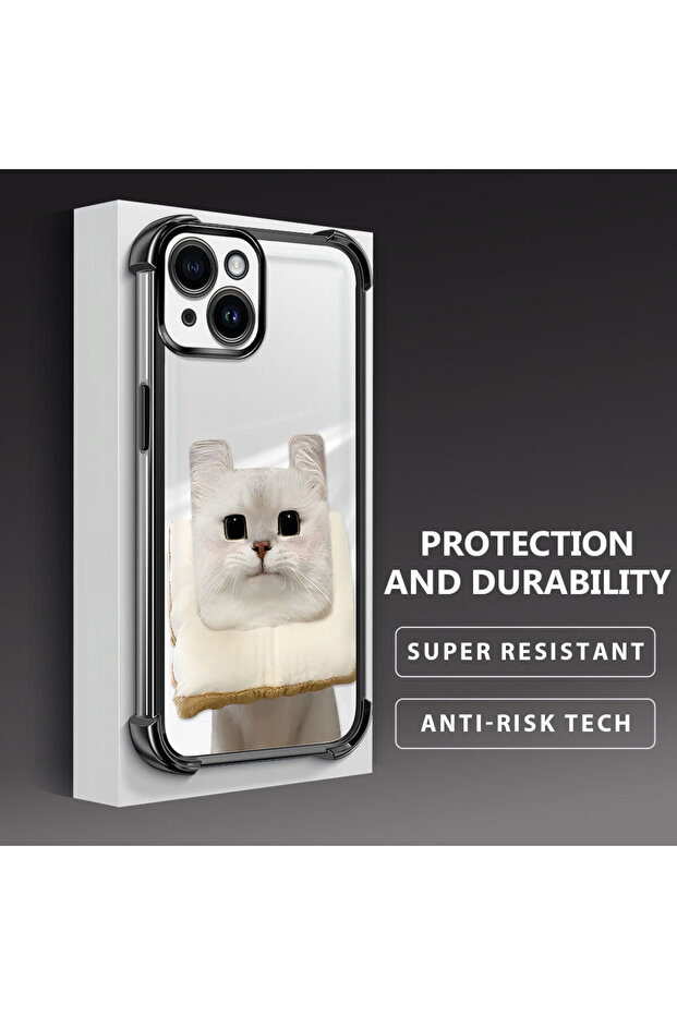 iPhone 14 Compatible Transparent Silicone Flutter Protective Case with Cat Pattern - 3