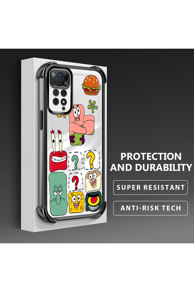 حافظة حماية من السيليكون الشفاف المتوافقة مع هاتف Redmi Note 11 Pro، سبونج بوب - 3