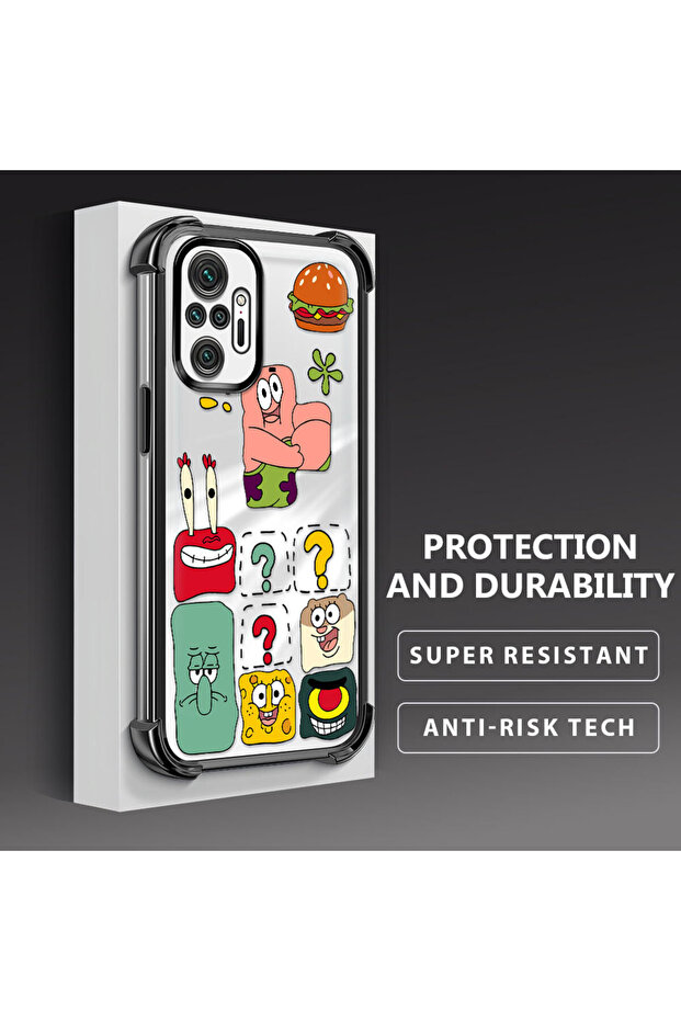 Redmi Note 10 Pro Compatible Transparent Silicone Flutter Protective Case Spongebob - 4