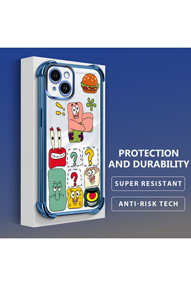 حافظة حماية من السيليكون الشفاف المتوافقة مع هاتف iPhone 14 Plus، سبونج بوب - 3