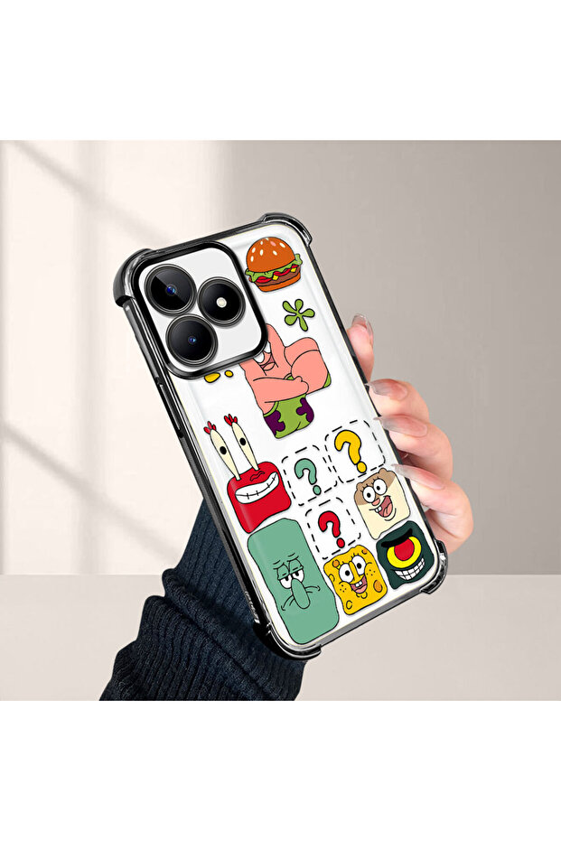 حافظة حماية من السيليكون الشفاف المتوافقة مع هاتف Realme C51، سبونج بوب - 4