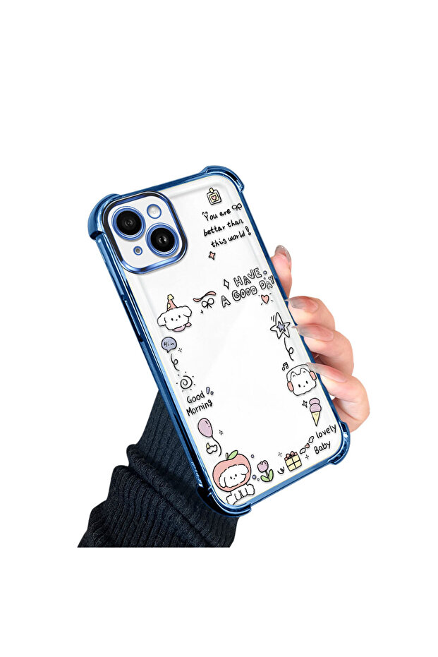 iPhone 14 Plus Compatible Transparent Silicone Flutter Protective Case Creative Pattern - 2