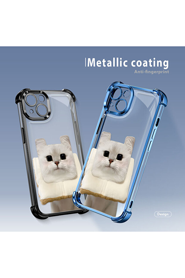 iPhone 14 Compatible Transparent Silicone Flutter Protective Case with Cat Pattern - 8