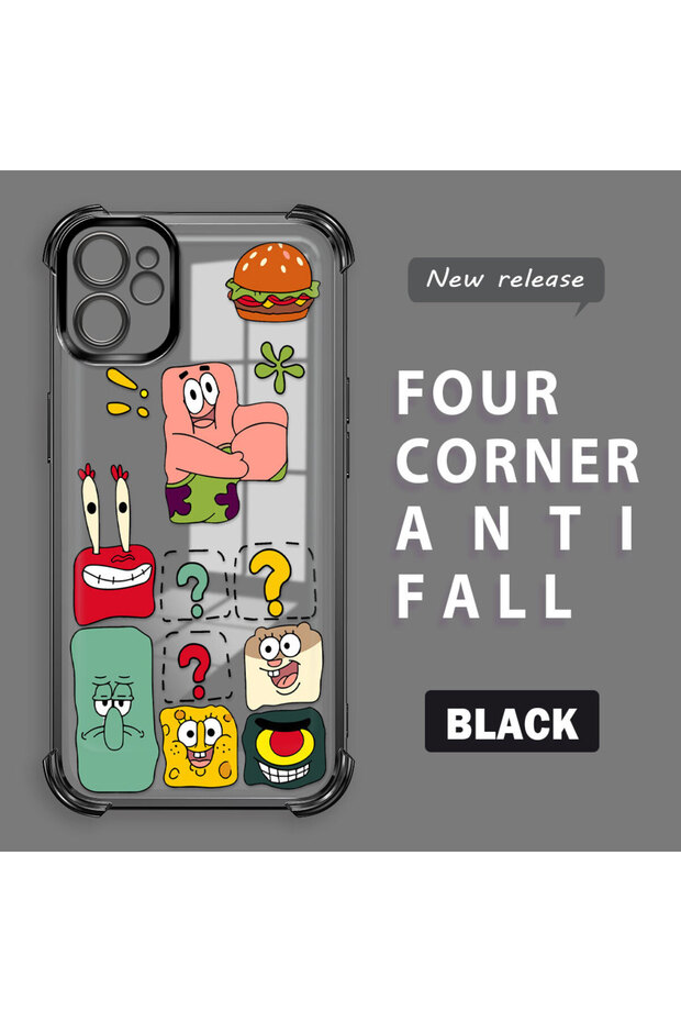 iPhone 11 Compatible Transparent Silicone Flutter Protective Case Spongebob - 1