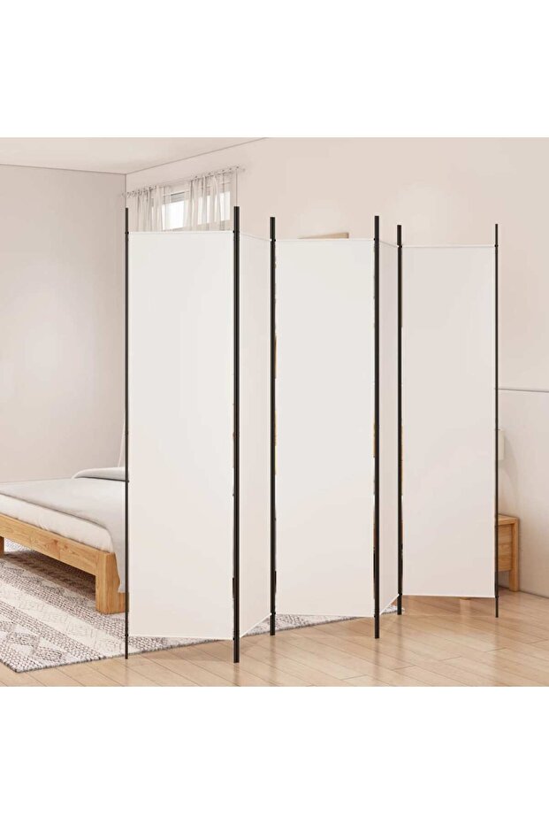 5-Panel Room Divider White 250x200 cm Fabric