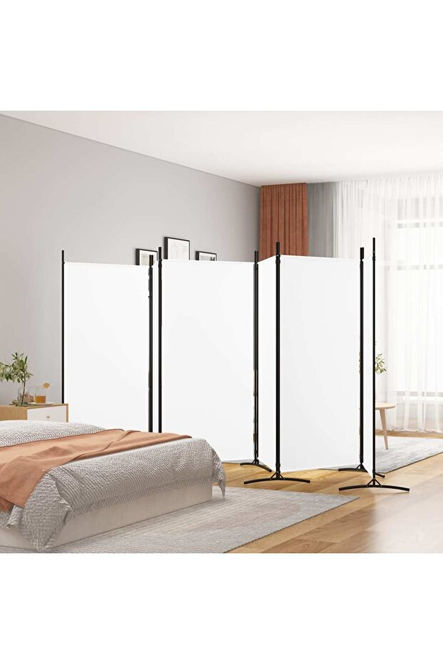 6-Panel Room Divider White 520x180 cm Fabric