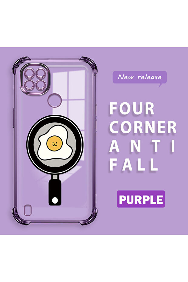 حافظة حماية من السيليكون الشفاف المتوافقة مع هاتف Realme C21 بنمط مموج - 1