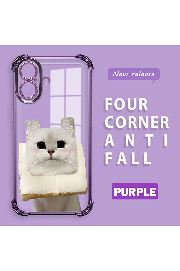 غطاء حماية شفاف من السيليكون متوافق مع آيفون 16 بنمط القطط - 1