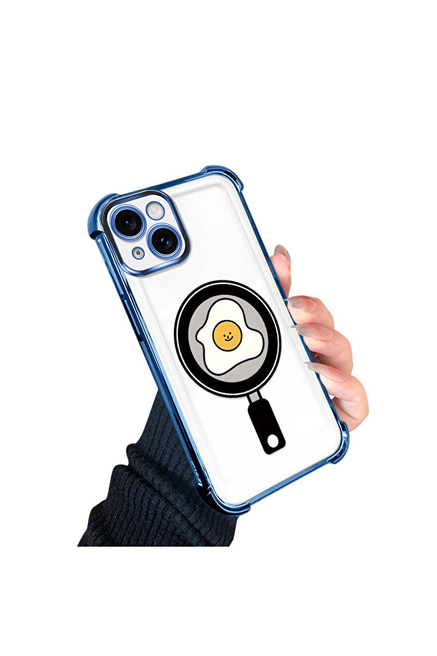 iPhone 15 Compatible Transparent Silicone Flutter Protective Case with Pan Pattern - 3