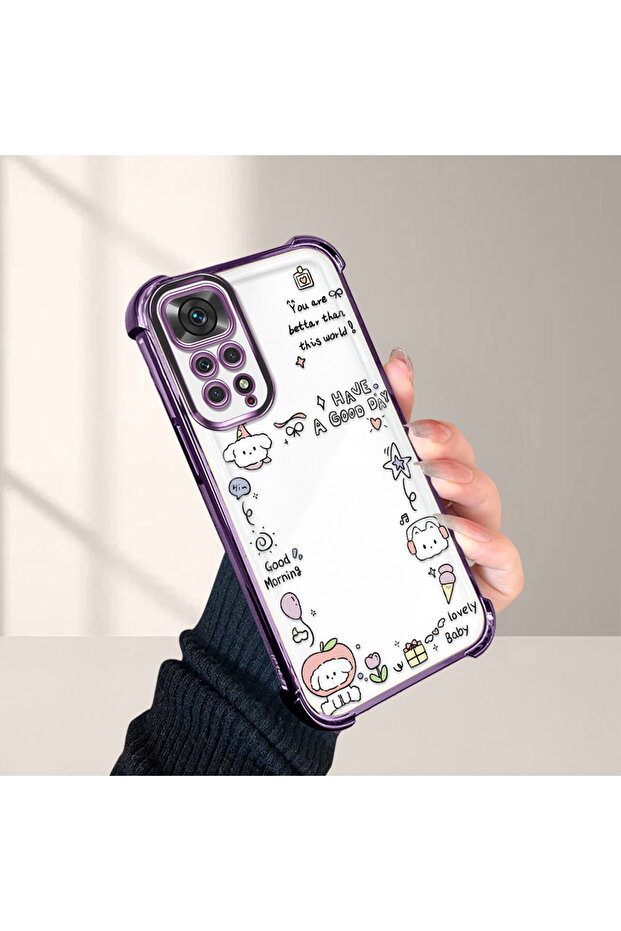 Redmi Note 11S Compatible Transparent Silicone Flutter Protective Case Creative Pattern - 5