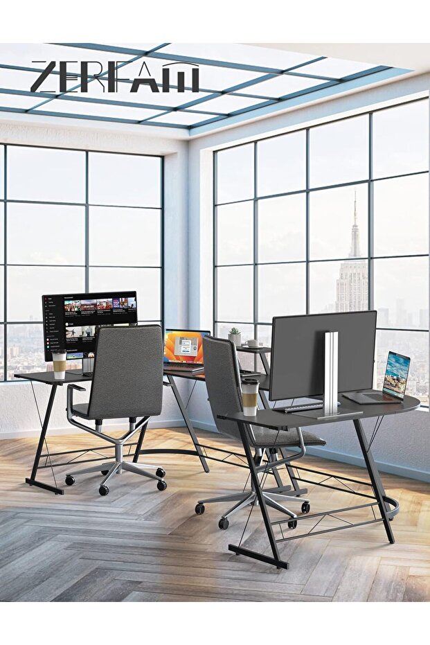 مكتب كمبيوتر على شكل حرف L من تصميم هاوس - 2