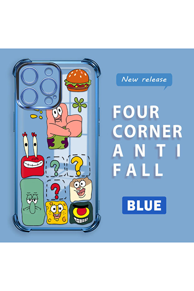 حافظة حماية من السيليكون الشفاف المتوافقة مع هاتف iPhone 14 Pro Max، سبونج بوب - 1