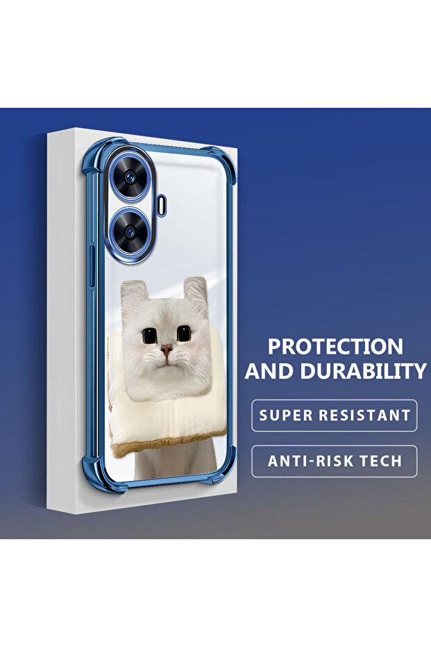 حافظة حماية من السيليكون الشفاف المتوافقة مع هاتف Realme C55 بنمط القطط - 3