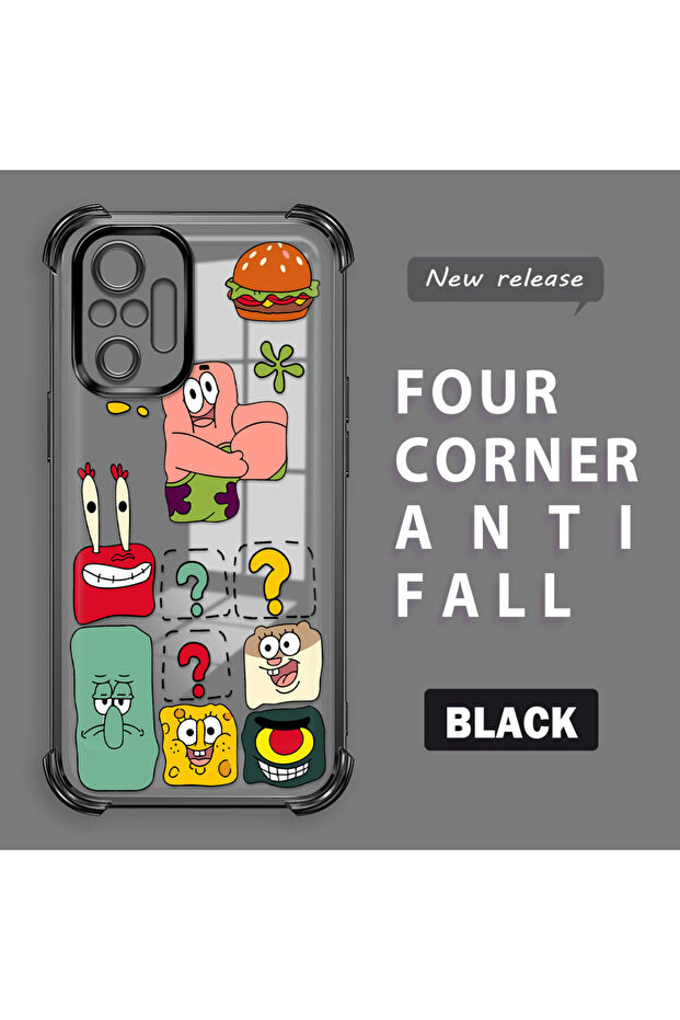 Redmi Note 10 Pro Compatible Transparent Silicone Flutter Protective Case Spongebob - 1