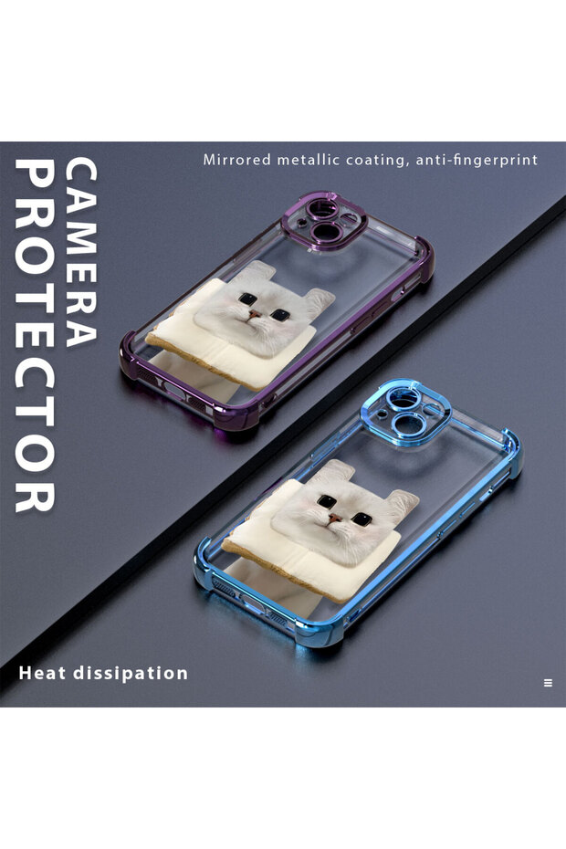 iPhone 16E Compatible Transparent Silicone Flutter Protective Case with Cat Pattern - 8