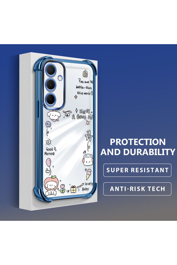 Samsung Galaxy A35 Compatible Transparent Silicone Flutter Protective Case Creative Pattern - 3