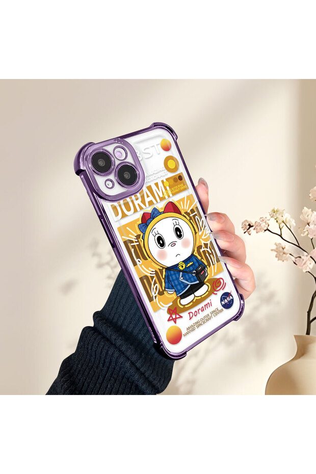 غطاء حماية شفاف متوافق مع آيفون 16e من السيليكون بتصميم دورايمون - 5