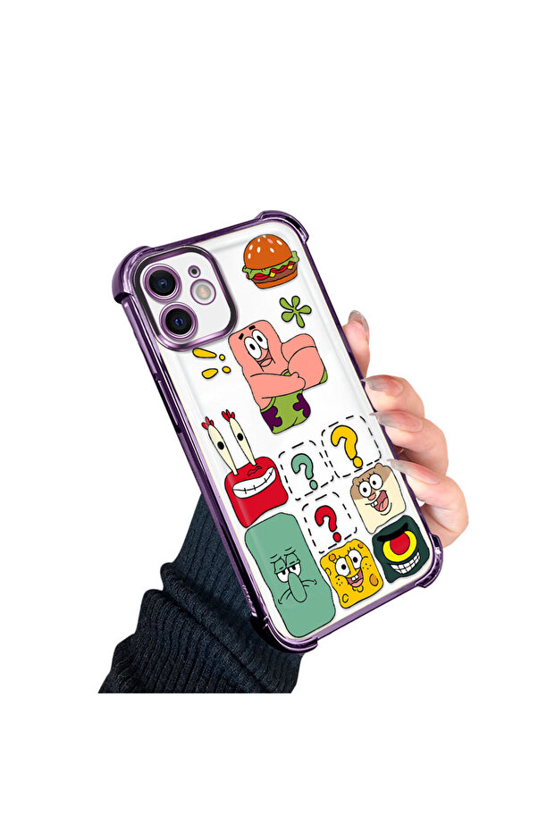 iPhone 12 Compatible Transparent Silicone Flutter Protective Case Spongebob - 2