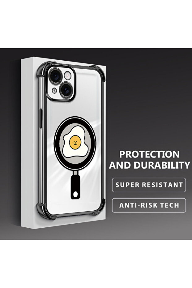 iPhone 15 Compatible Transparent Silicone Flutter Protective Case with Pan Pattern - 4