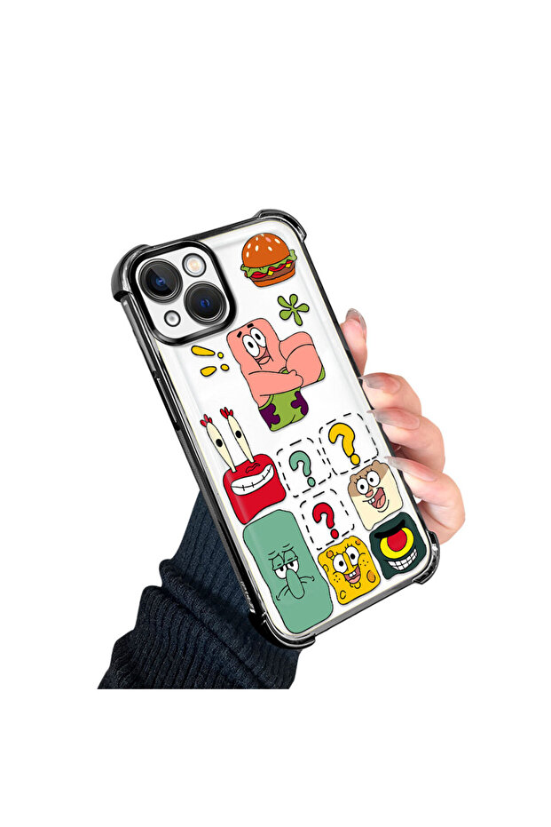 حافظة حماية من السيليكون الشفاف المتوافقة مع هاتف iPhone 13، سبونج بوب - 3