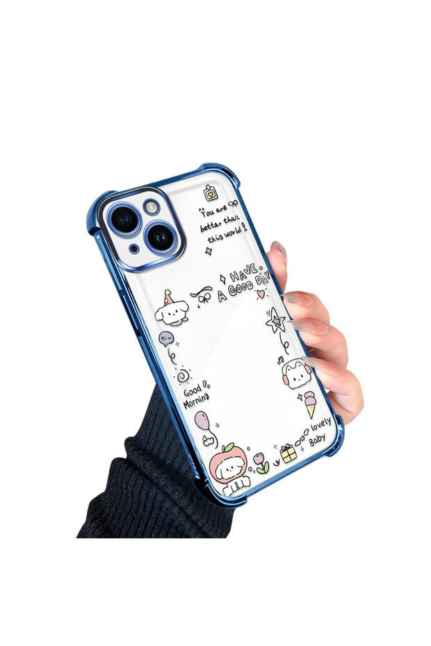 iPhone 14 Compatible Transparent Silicone Flutter Protective Case Creative Pattern - 2