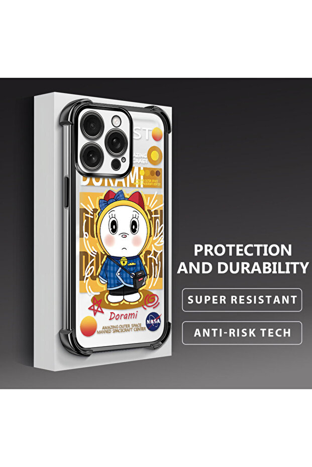 غطاء حماية شفاف من السيليكون متوافق مع آيفون 16 برو بتصميم دورايمون - 3