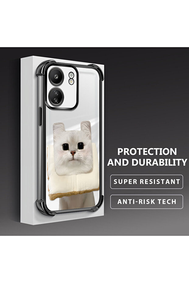 حافظة حماية من السيليكون الشفاف المتوافقة مع هاتف Redmi 13C بنمط القطط - 3
