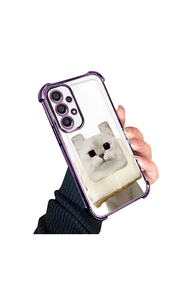 حافظة حماية من السيليكون الشفاف المتوافقة مع هاتف سامسونج جالاكسي A33 بنمط قطة - 2