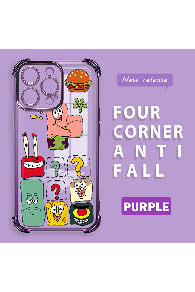 iPhone 15 Pro Compatible Transparent Silicone Flutter Protective Case Spongebob - 1